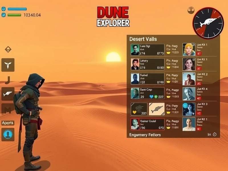Dune Explorer gameplay showing desert landscape and character